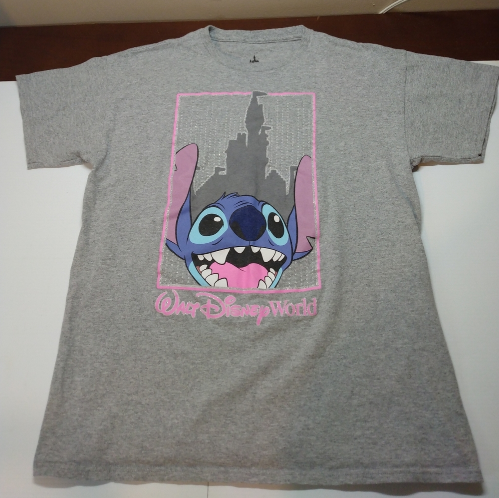 DISNEY PARKS EXCLUSIVE LILO AND STITCH WOMENS SHORT SLEEVE GRAY SHIRT SIZE XL
